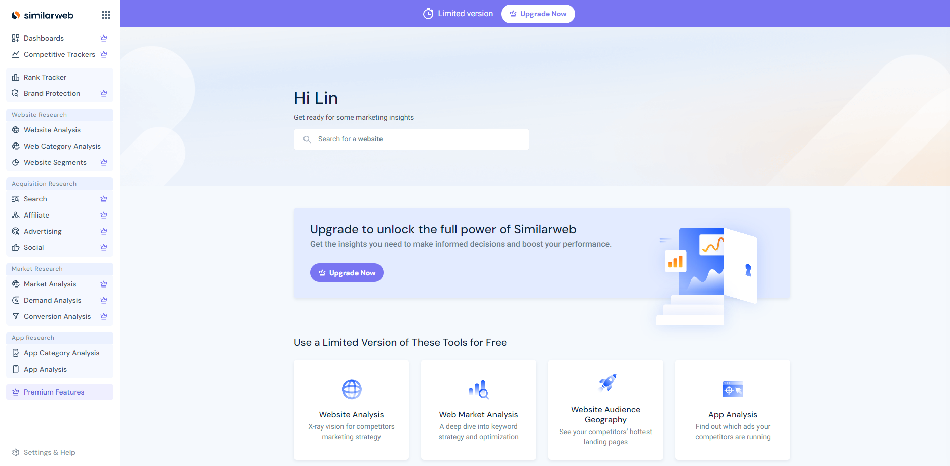 đăng ký dùng thử similarweb