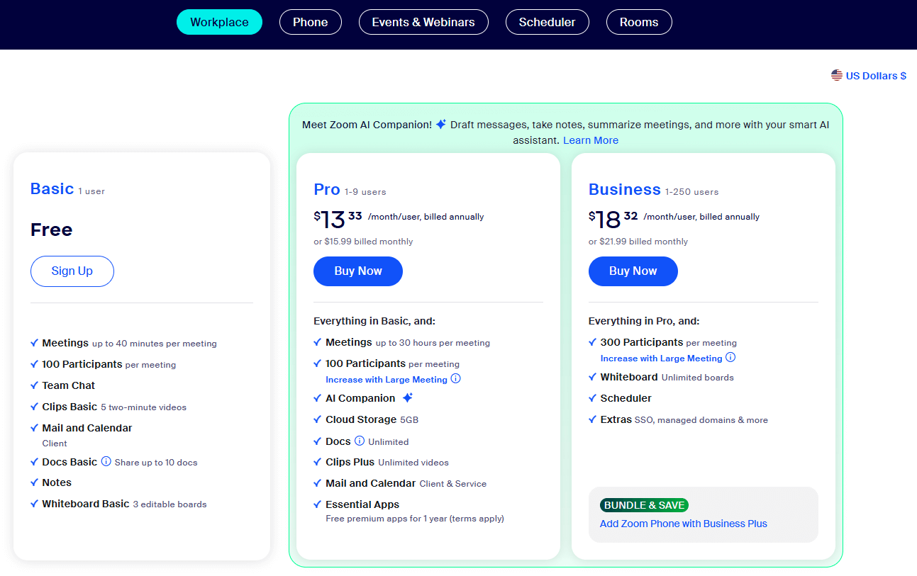 Zoom pricing