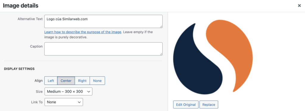 Đặt alt text cho logo Similarweb