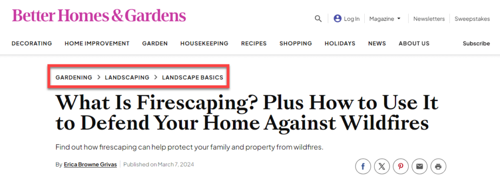 Đường dẫn liên kết cho Better Homes & Gardens