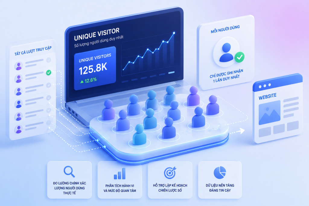 Bản đồ trực quan giải thích khái niệm unique visitors là gì trênwebsite